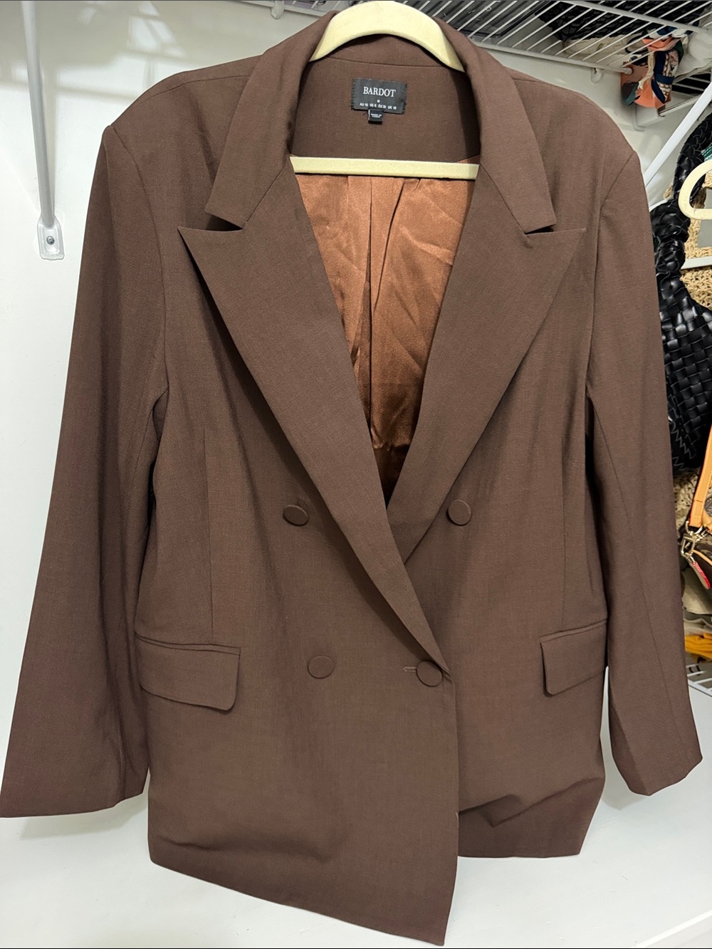 Bardot Double-Breasted Brown Blazer